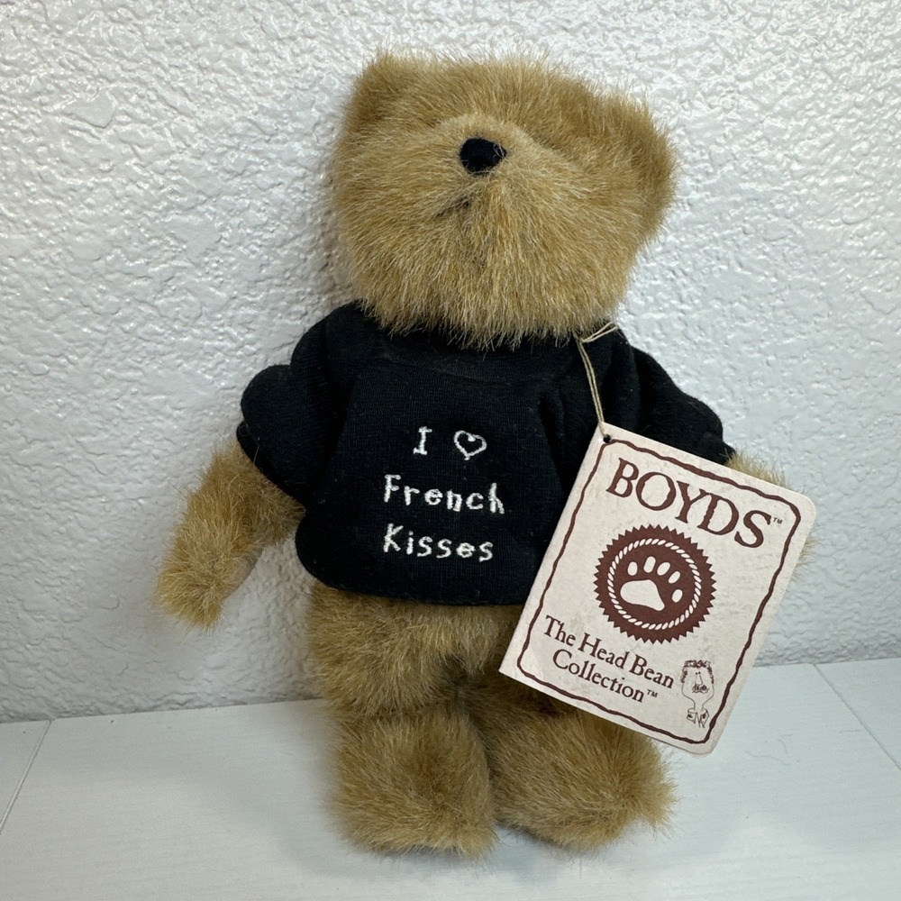 Boyds Bear The Head Bean Collection Mini Plush Vintage "I ❤️‎ French Kisses"
